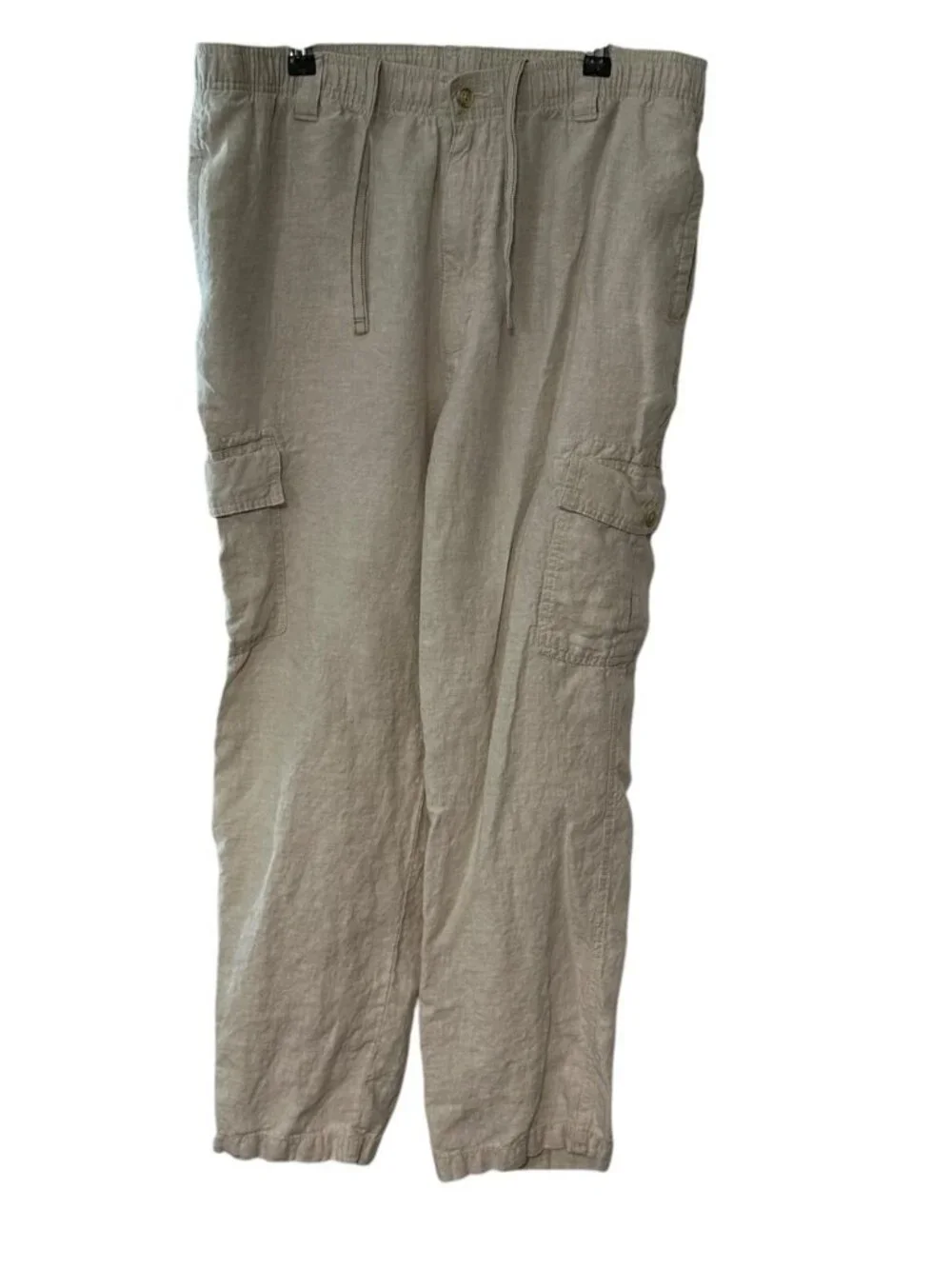Caribbean Flat Front Elastic Waist Cargo Pockets Linen Pants Beach Men’s 38x30